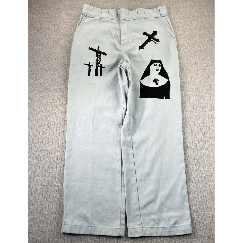 Dickies death punk rock & Roll Women‎ (30X26) relaxed fit high rise custom pants